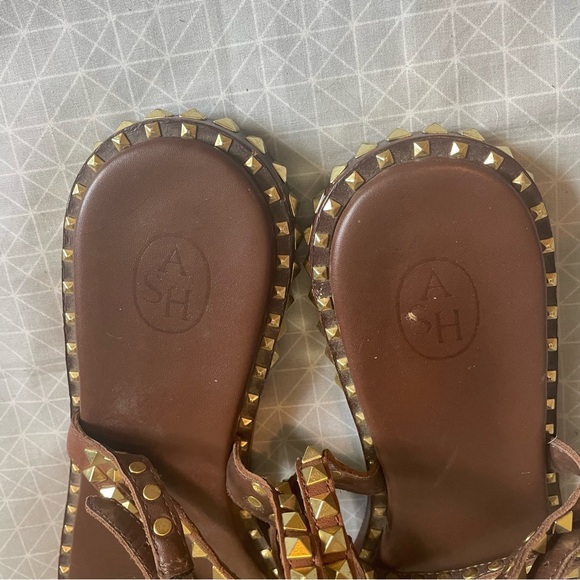 ASH Peps Studded Thong Brown Leather Sandals 40 - Picture 5 of 7